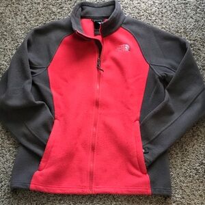 The North Face Red and Charcoal Fleece Jacket M 106